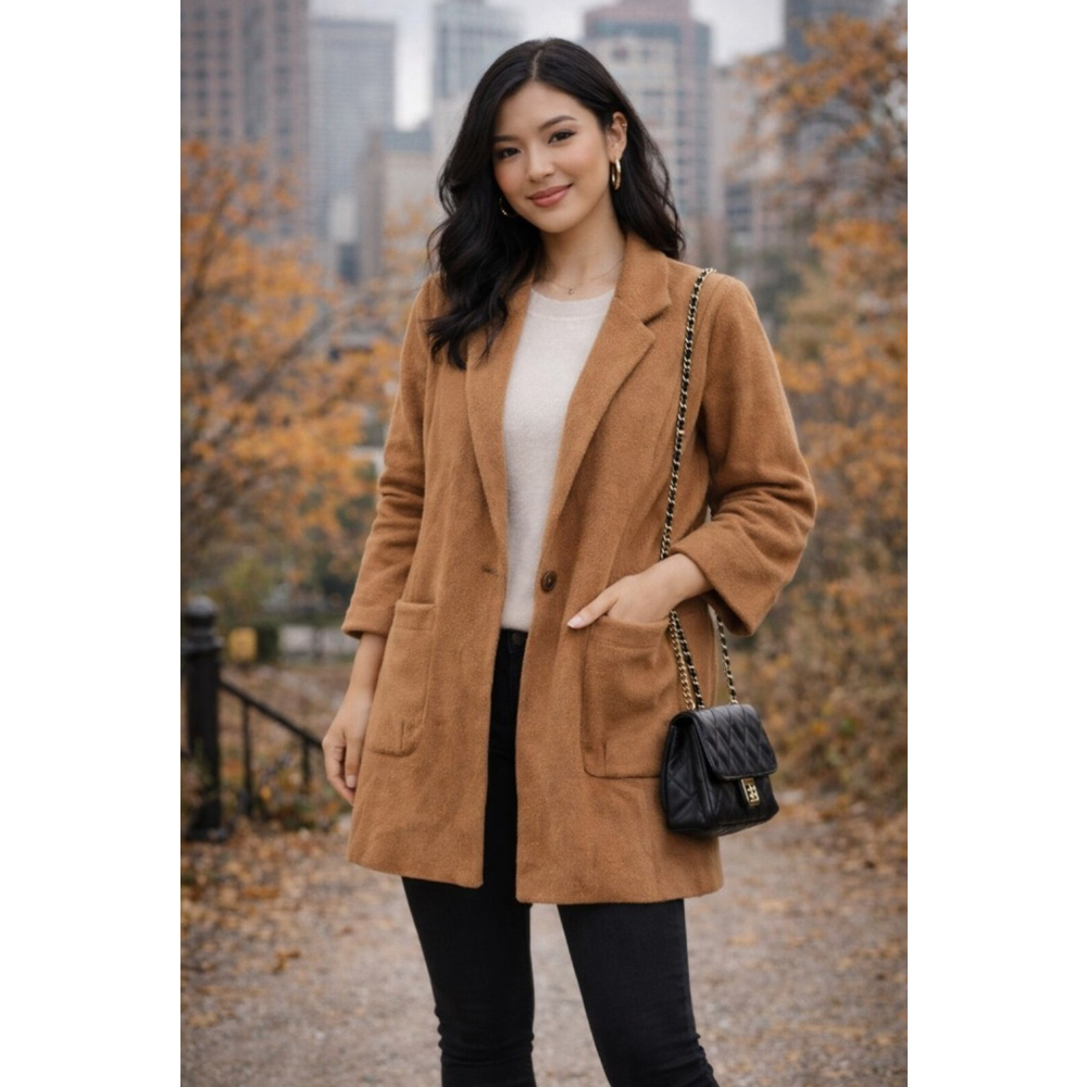 ZARA Camel/Tan Soft Blazer Jacket – Like New Condition